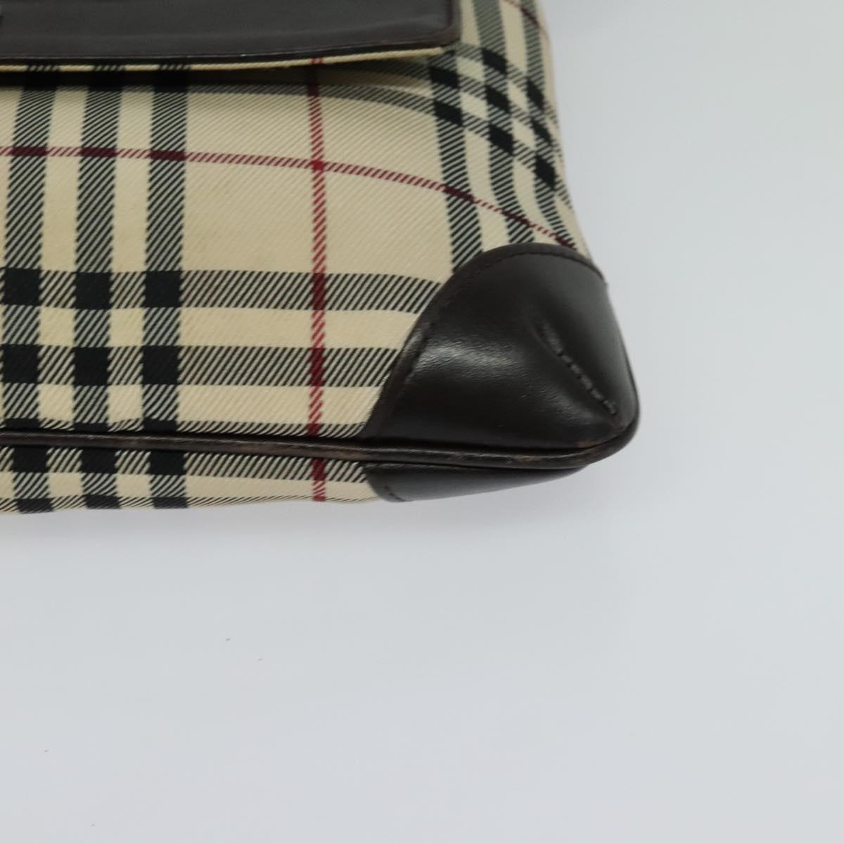 BURBERRY Nova Check Shoulder Bag Nylon Beige Silver Auth 120589