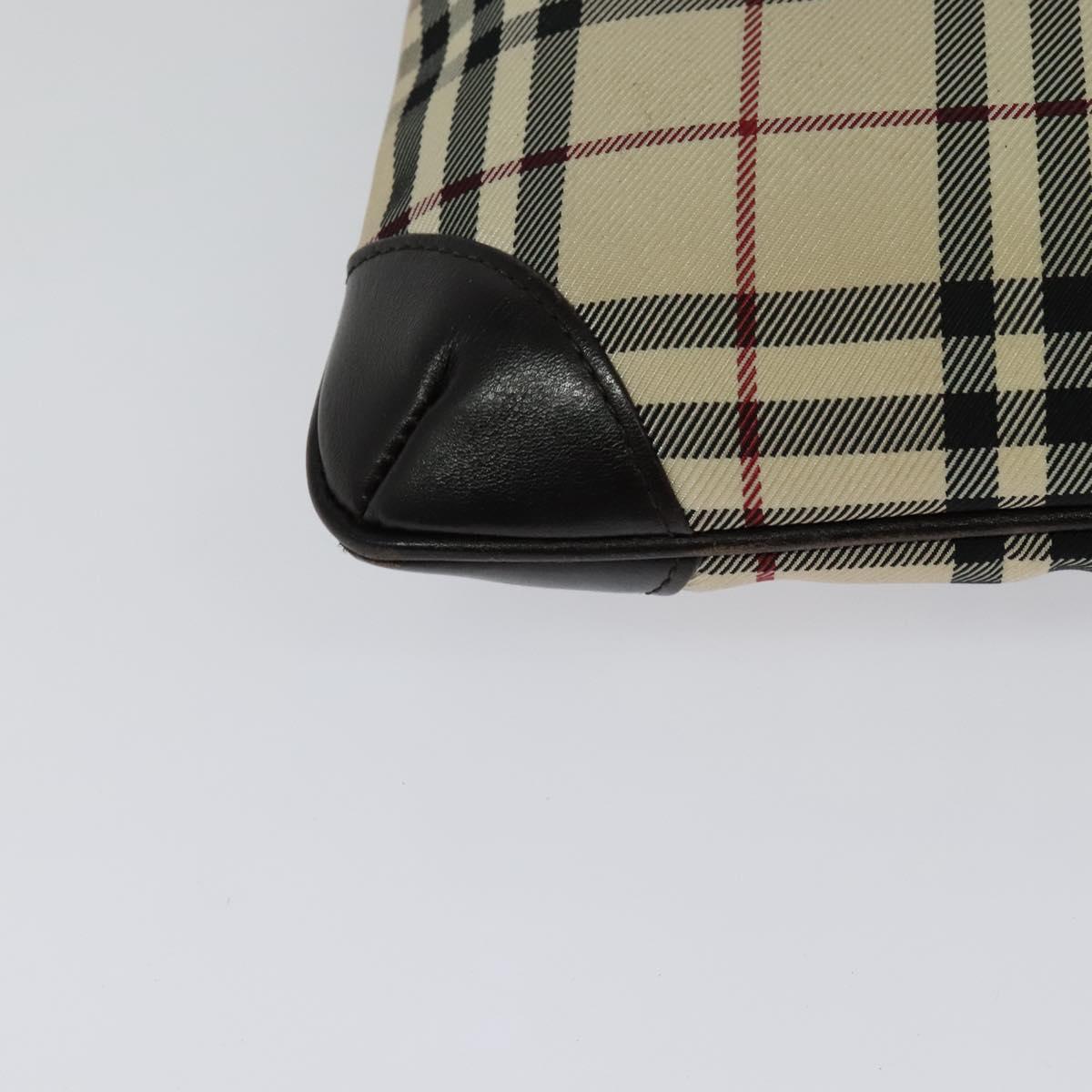 BURBERRY Nova Check Shoulder Bag Nylon Beige Silver Auth 120589