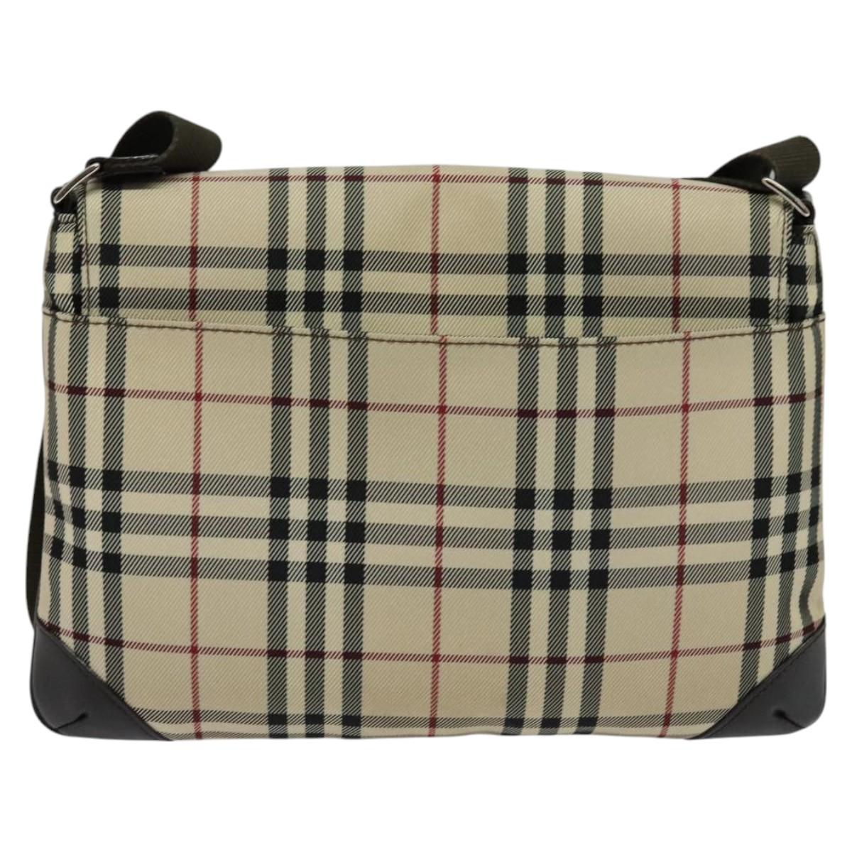 BURBERRY Nova Check Shoulder Bag Nylon Beige Silver Auth 120589