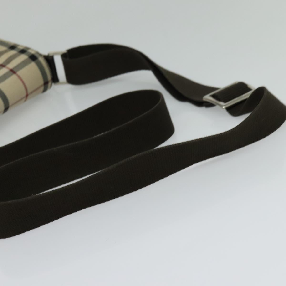 BURBERRY Nova Check Shoulder Bag Nylon Beige Silver Auth 120589