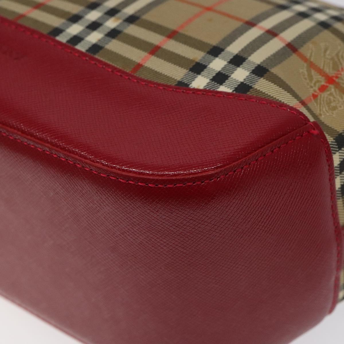 BURBERRY Nova Check Shoulder Bag Canvas Beige Gold Auth 120590