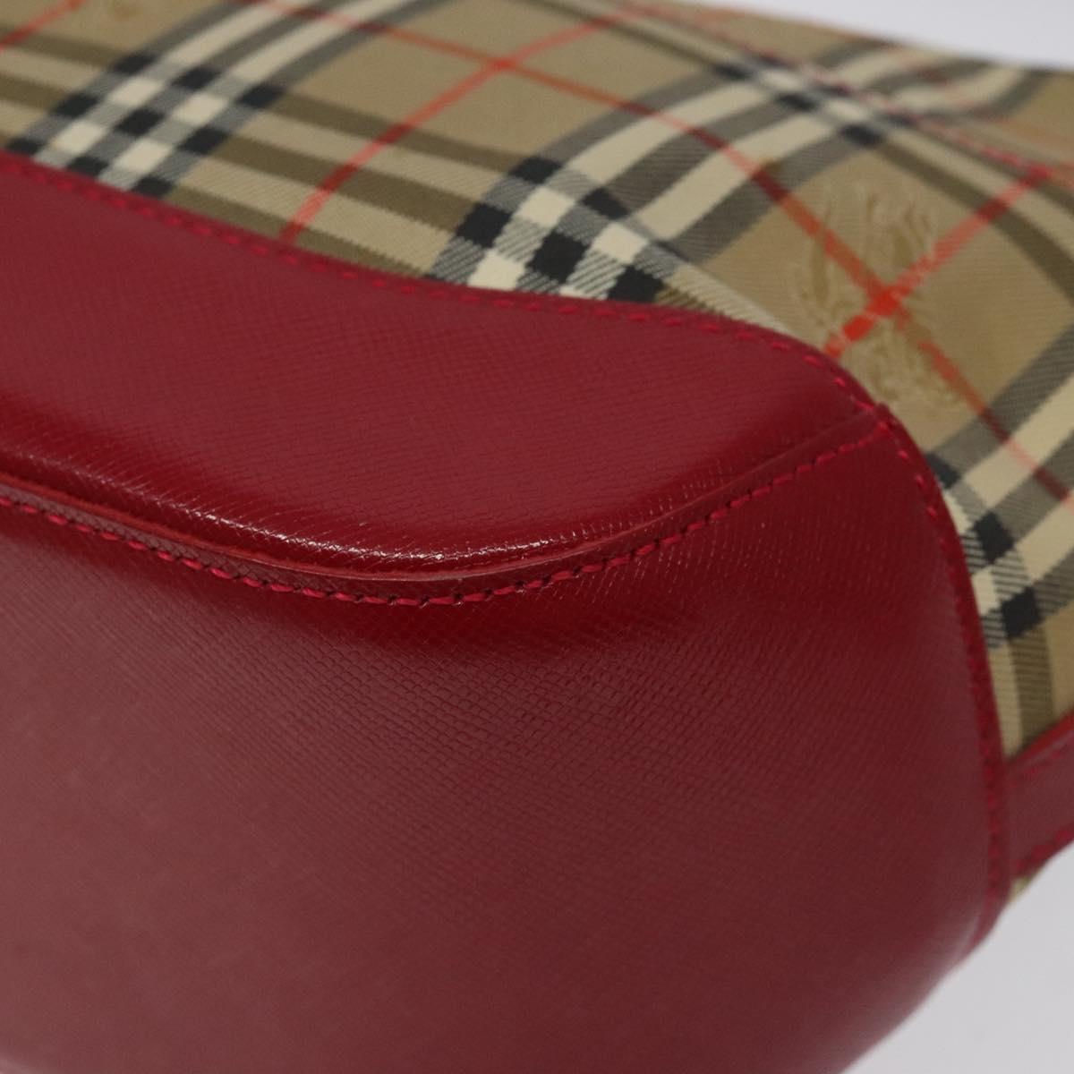 BURBERRY Nova Check Shoulder Bag Canvas Beige Gold Auth 120590