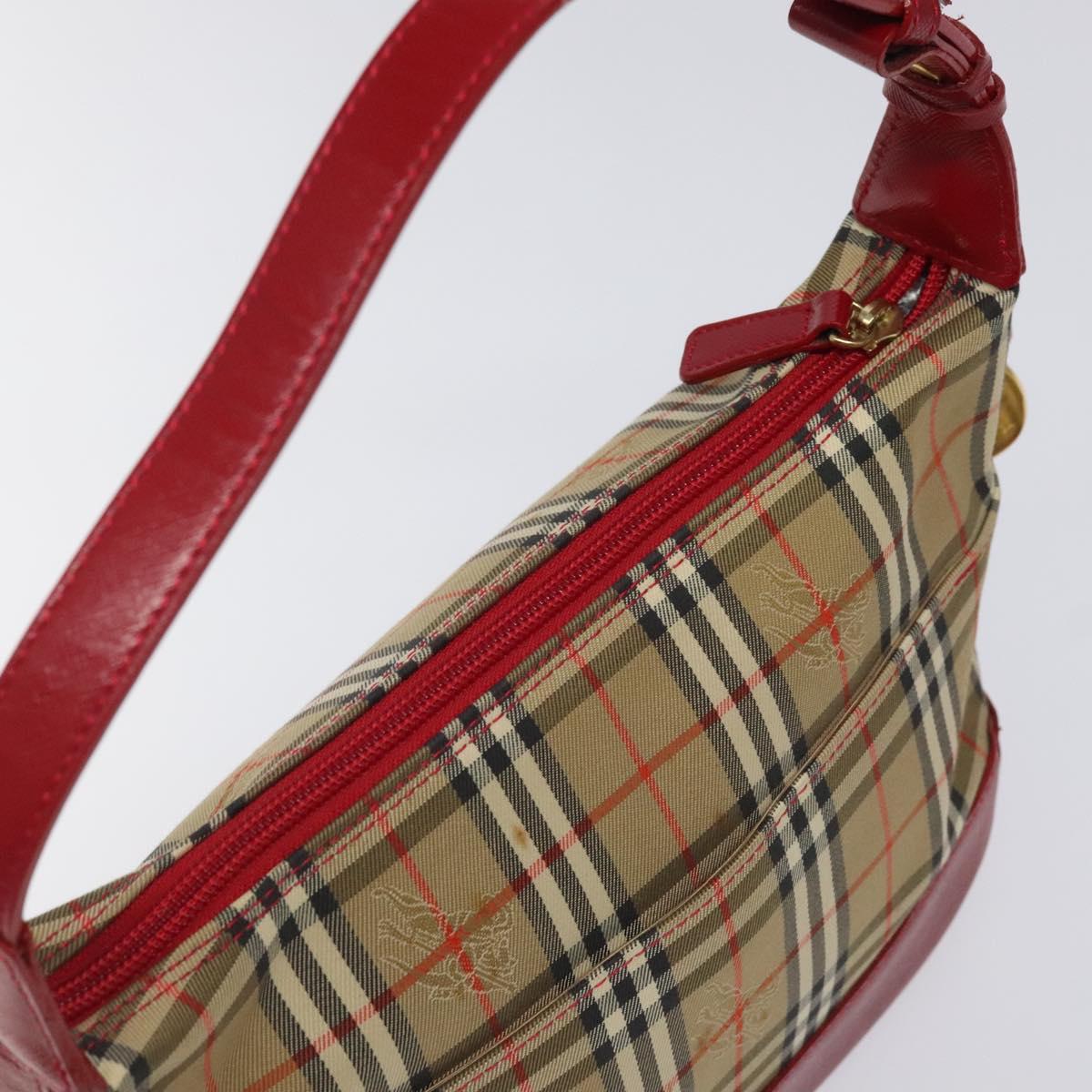 BURBERRY Nova Check Shoulder Bag Canvas Beige Gold Auth 120590