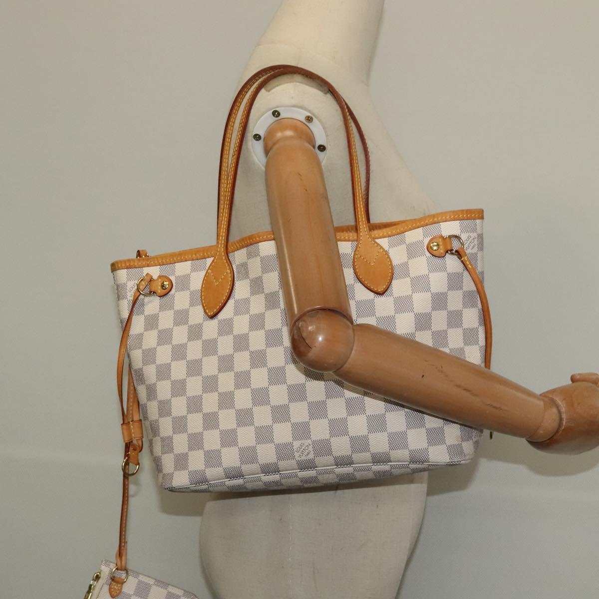 LOUIS VUITTON Damier Azur Neverfull PM Tote Bag N41362 LV Auth 120593