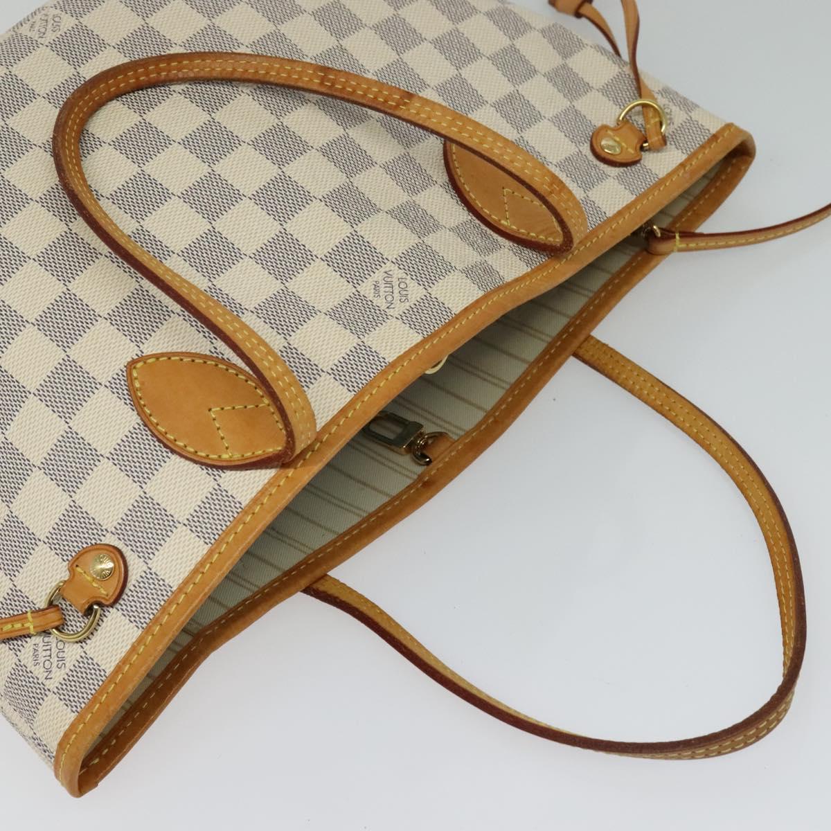 LOUIS VUITTON Damier Azur Neverfull PM Tote Bag N41362 LV Auth 120593