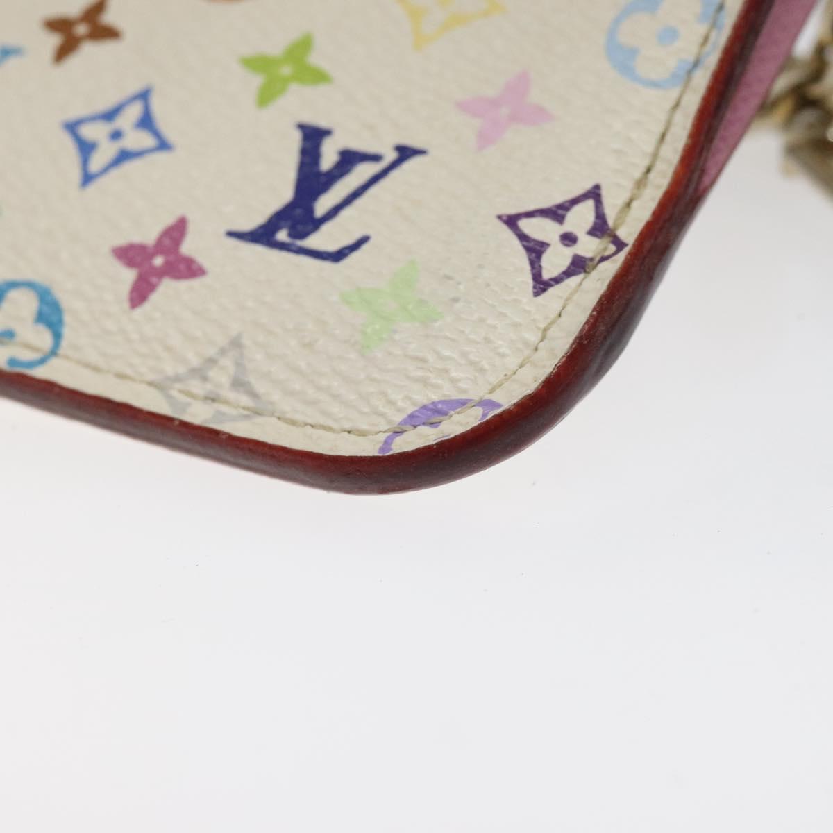 LOUIS VUITTON Monogram Multicolor Pochette Cles NM White M93734 LV Auth 120597