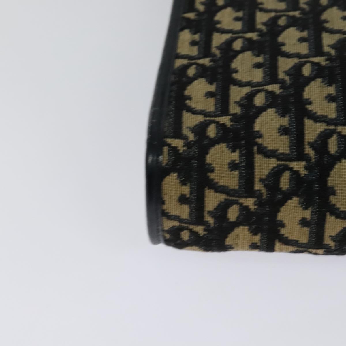 Christian Dior Trotter Canvas Shoulder Bag Navy Gold Auth 120603