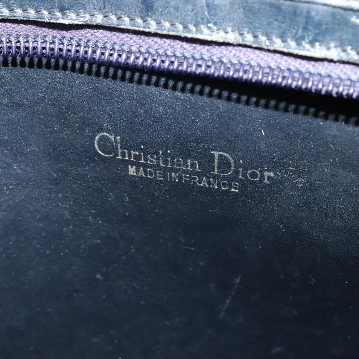 Christian Dior Trotter Canvas Shoulder Bag Navy Gold Auth 120603