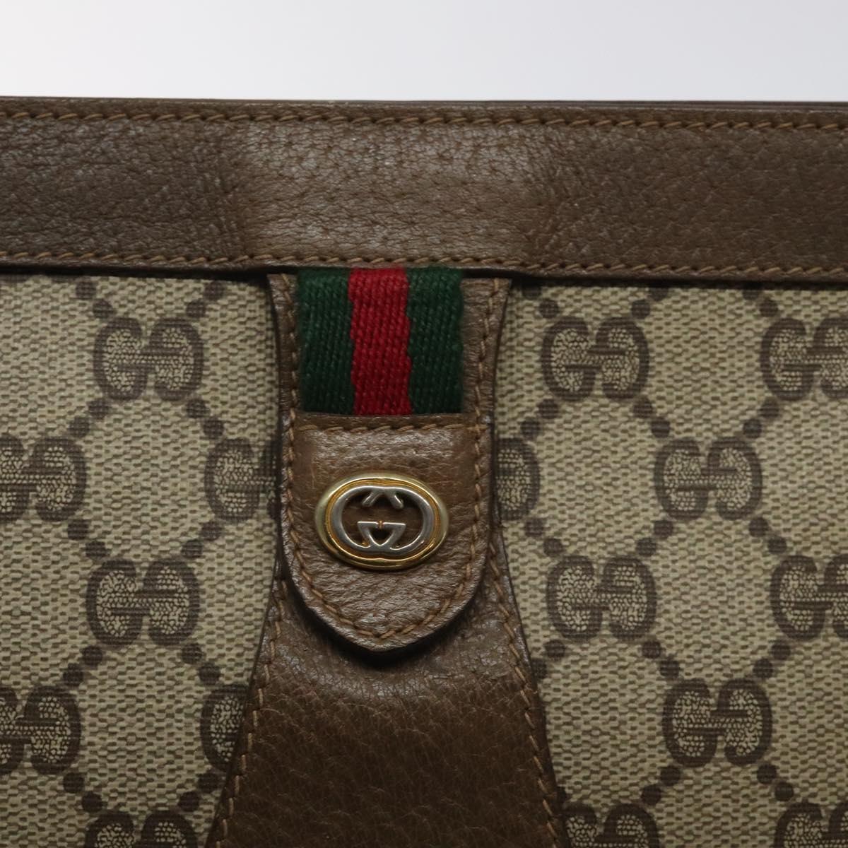 GUCCI GG Supreme Web Sherry Line Clutch Bag PVC Beige Red 89 01 033 Auth 120609