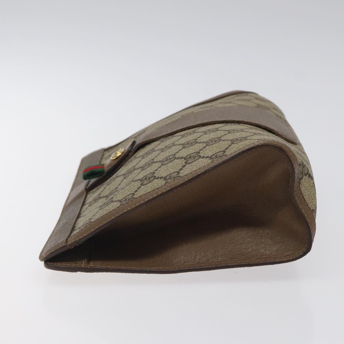 GUCCI GG Supreme Web Sherry Line Clutch Bag PVC Beige Red 89 01 033 Auth 120609