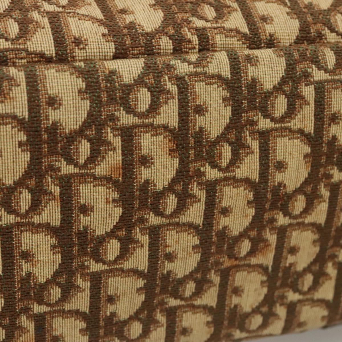 Christian Dior Trotter Canvas Hand Bag Brown Gold Auth 120616