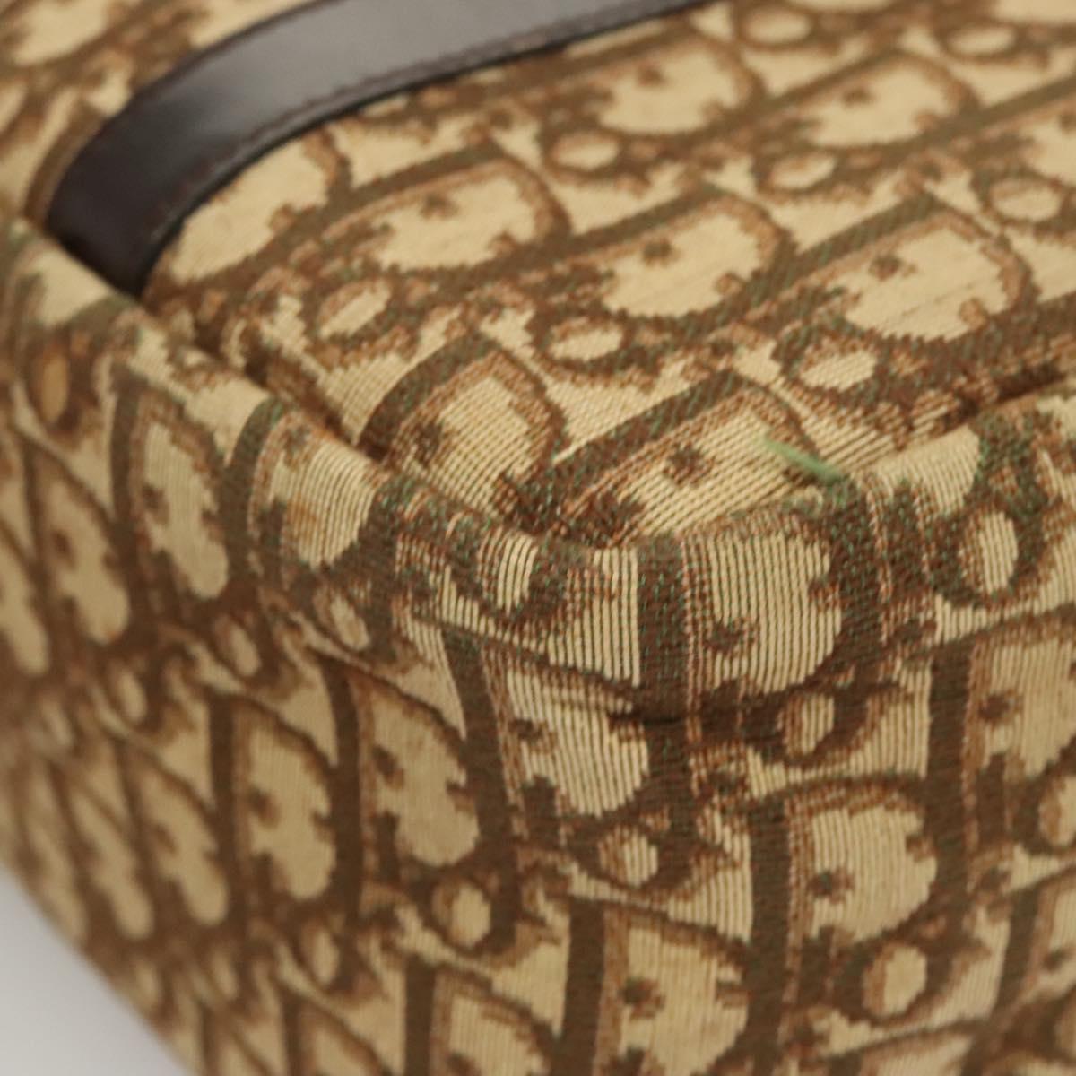 Christian Dior Trotter Canvas Hand Bag Brown Gold Auth 120616