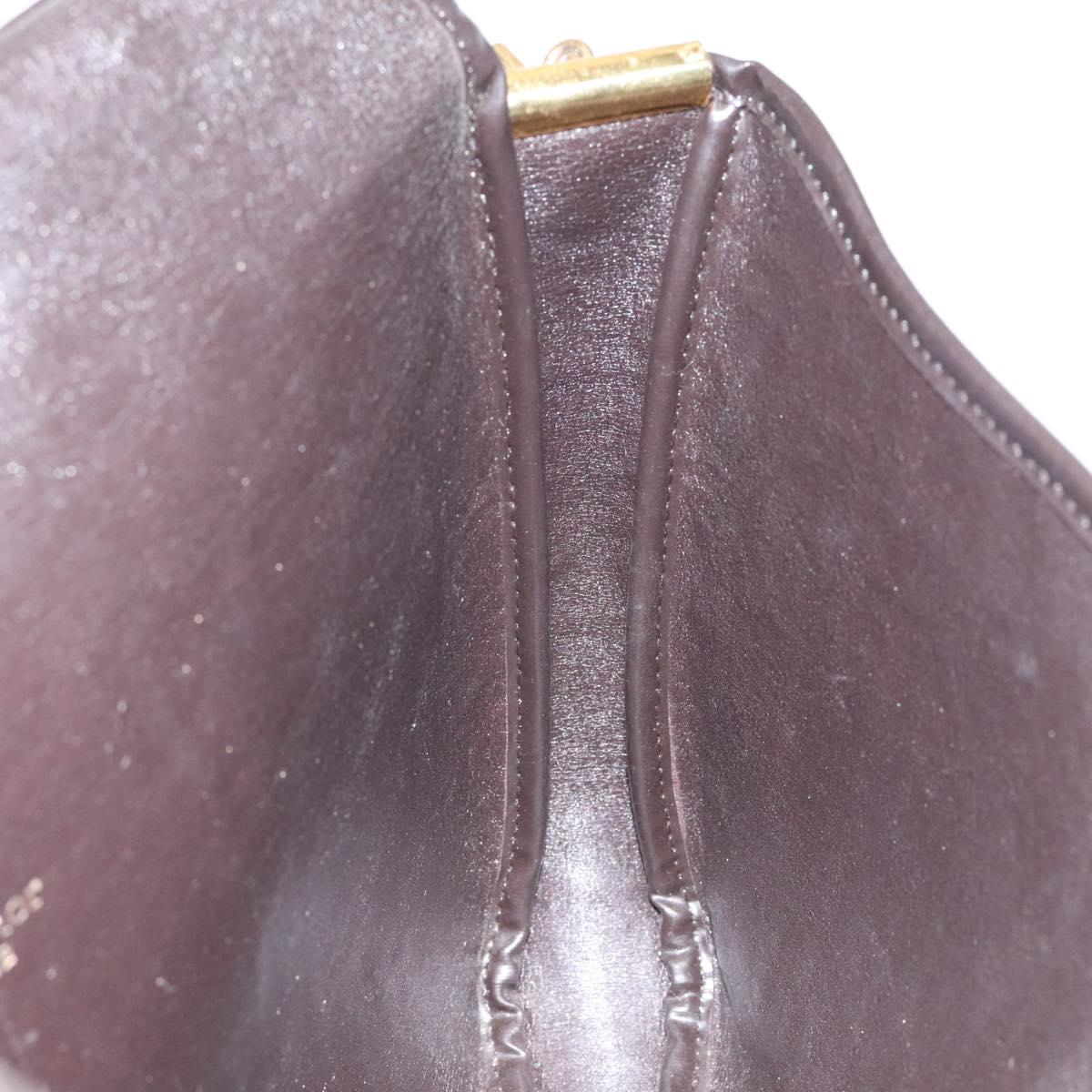 Christian Dior Trotter Canvas Shoulder Bag Brown Gold Auth 120625