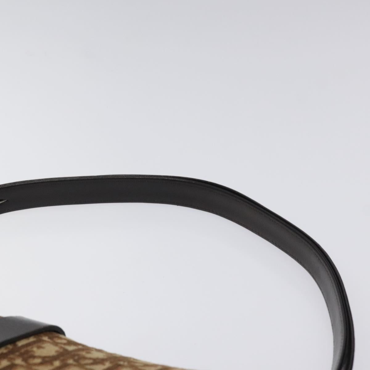 Christian Dior Trotter Canvas Shoulder Bag Brown Gold Auth 120625