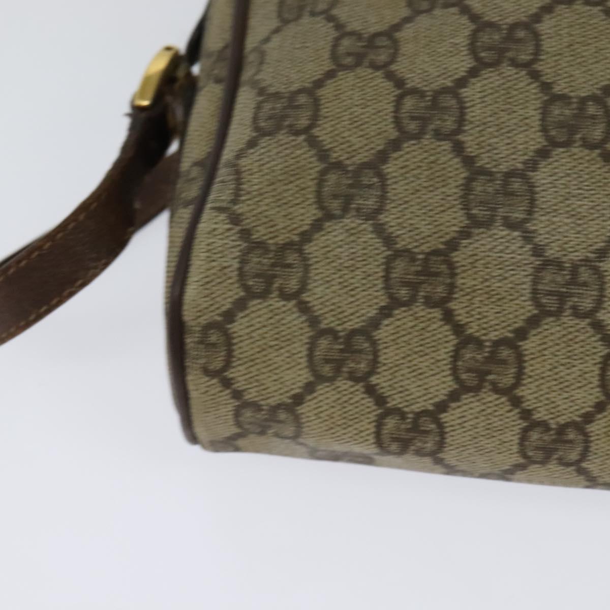 GUCCI GG Supreme Web Sherry Line Shoulder Bag PVC Beige Gold Auth 120628