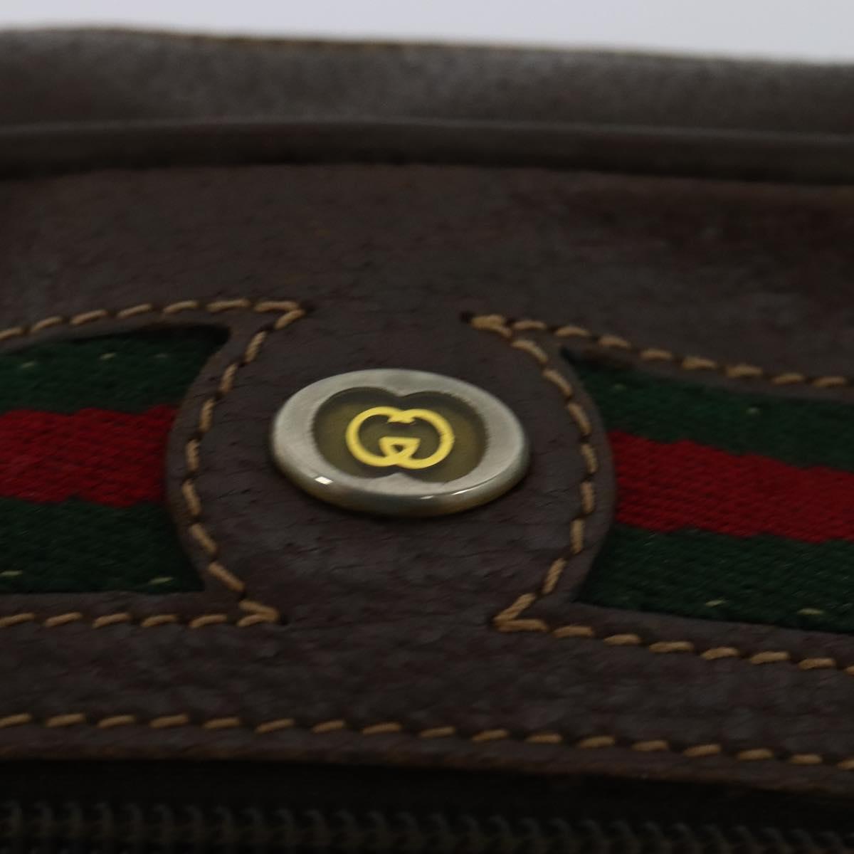 GUCCI GG Supreme Web Sherry Line Shoulder Bag PVC Beige Gold Auth 120628