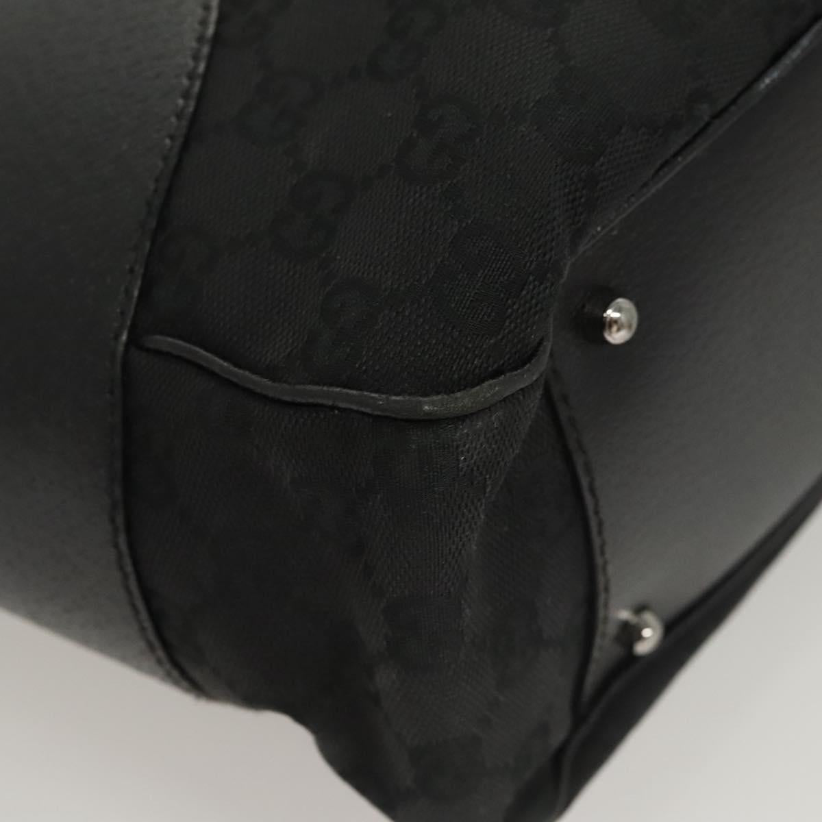 GUCCI GG Canvas Hand Bag Black Silver 113011 Auth 120633