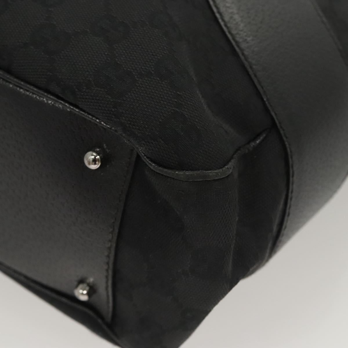 GUCCI GG Canvas Hand Bag Black Silver 113011 Auth 120633