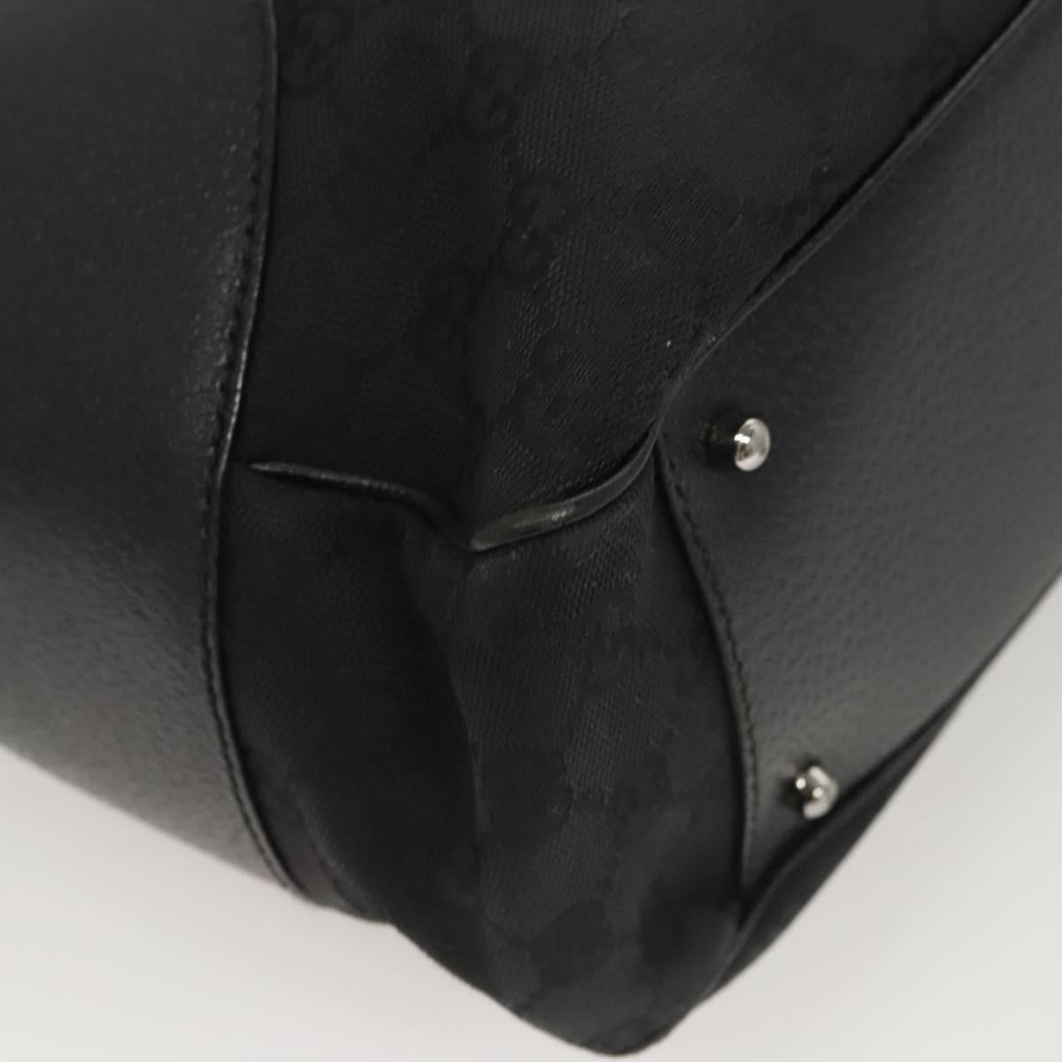 GUCCI GG Canvas Hand Bag Black Silver 113011 Auth 120633