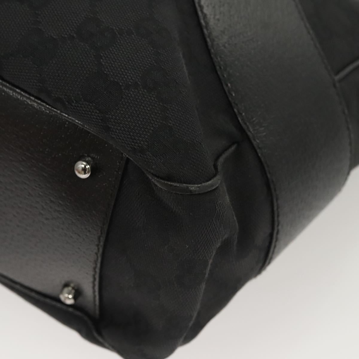 GUCCI GG Canvas Hand Bag Black Silver 113011 Auth 120633