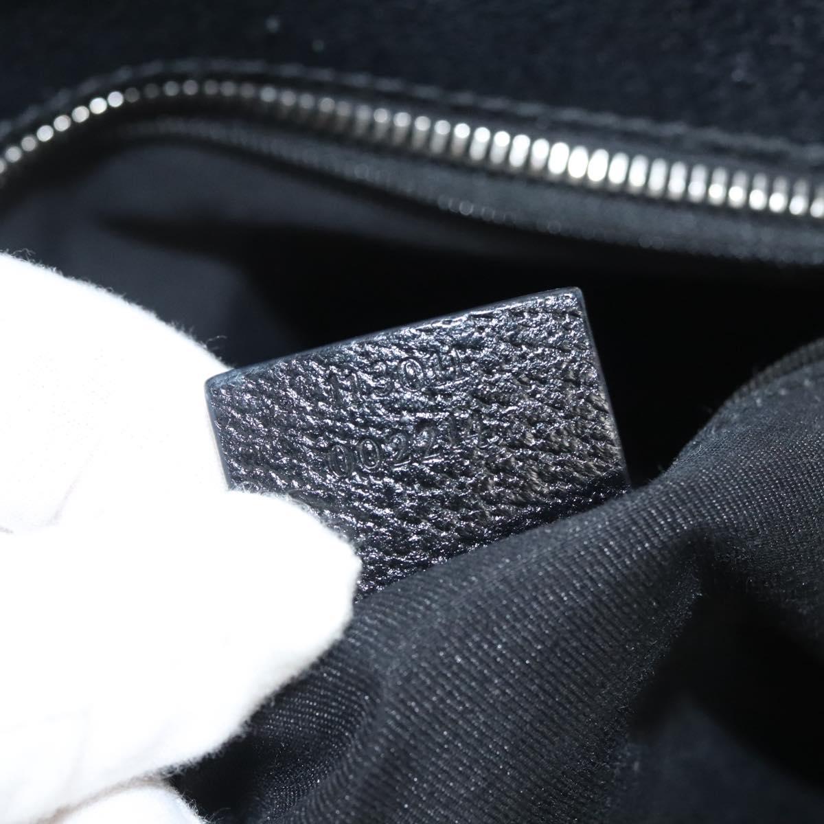 GUCCI GG Canvas Hand Bag Black Silver 113011 Auth 120633