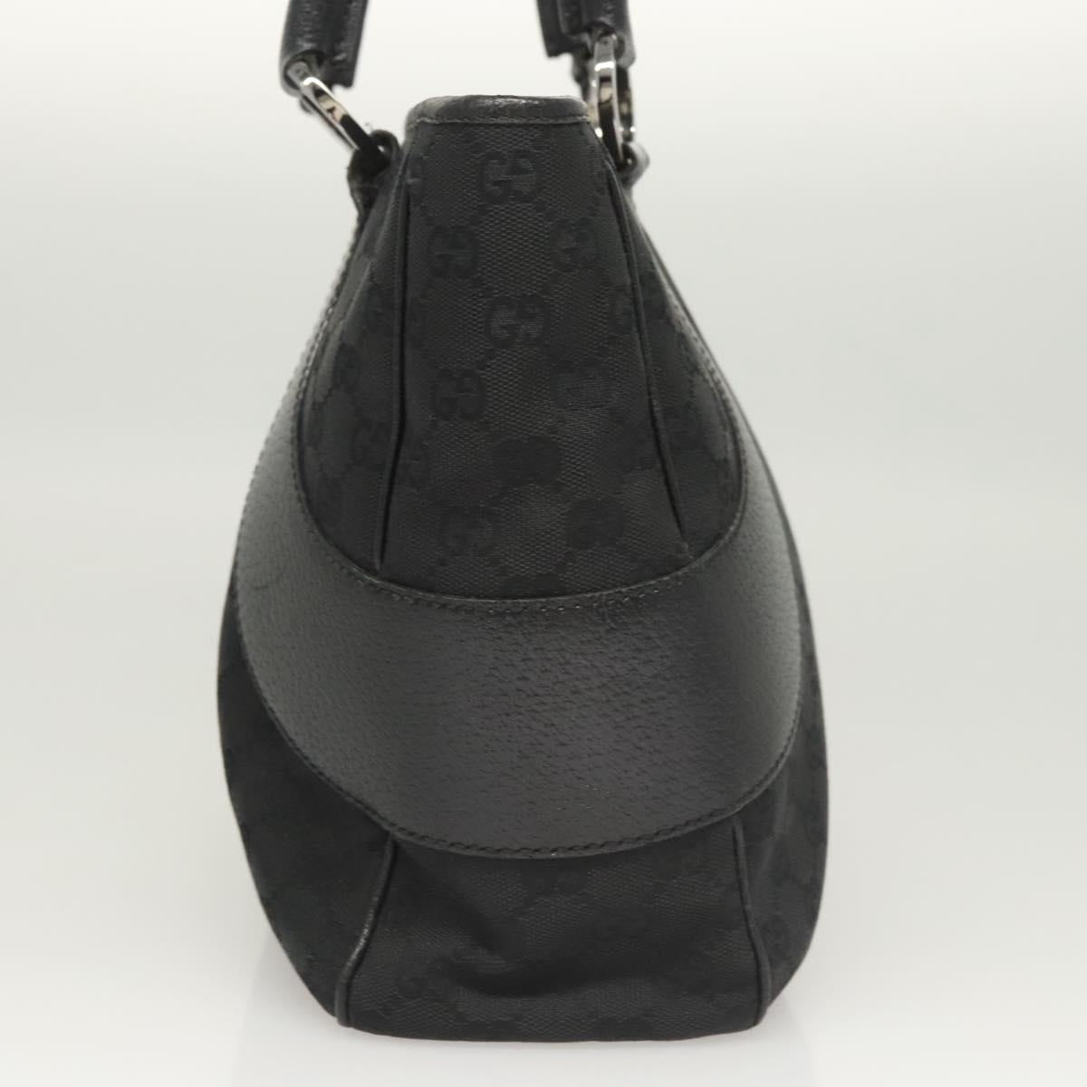 GUCCI GG Canvas Hand Bag Black Silver 113011 Auth 120633