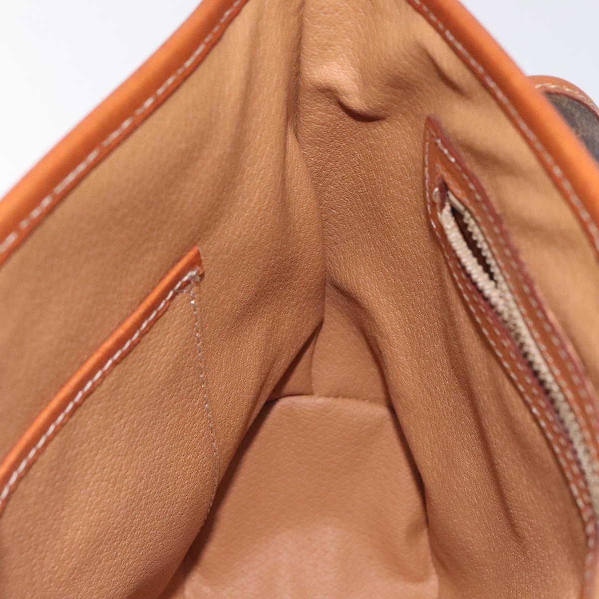 CELINE Macadam Canvas Hand Bag PVC Leather Brown Gold Auth 120634