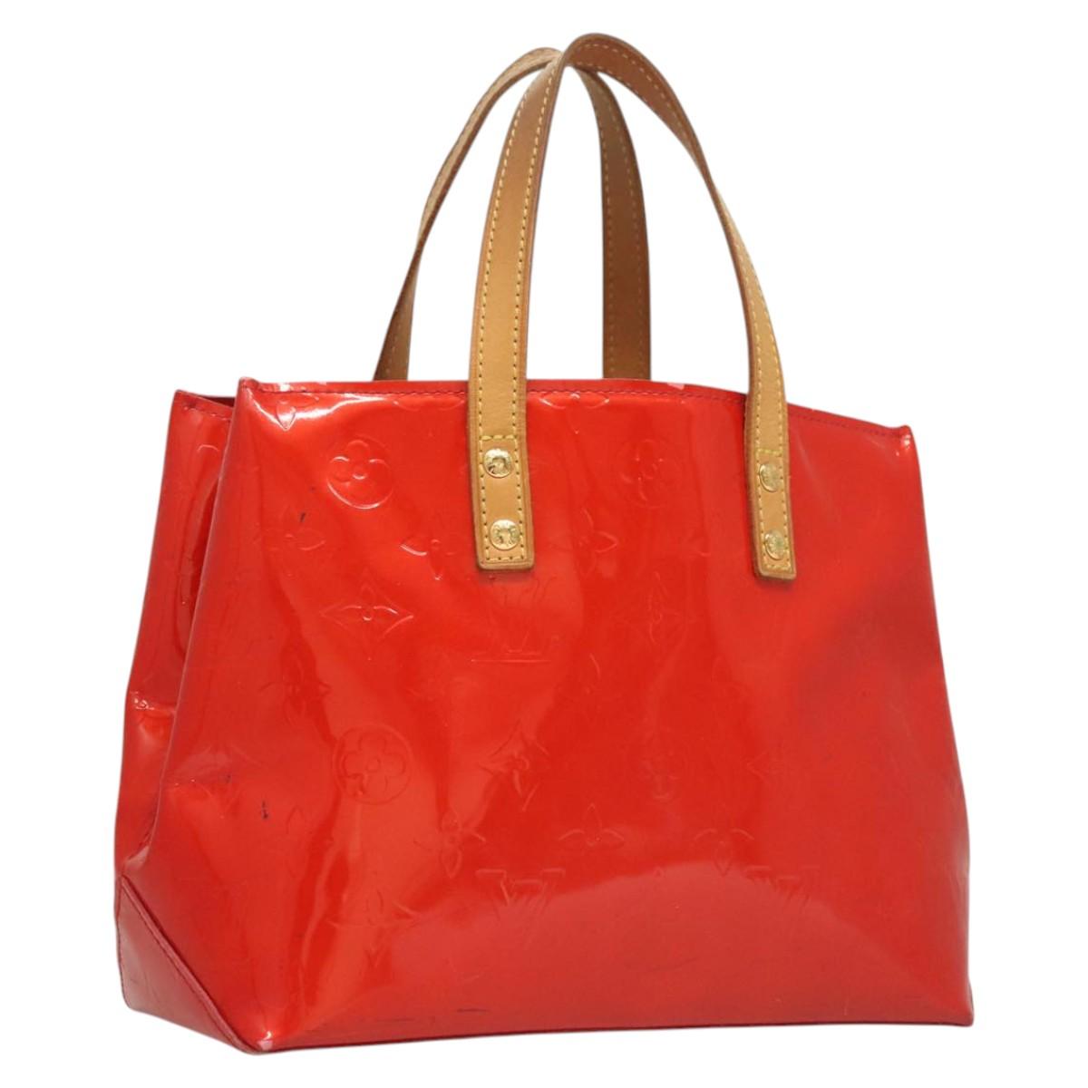 LOUIS VUITTON Monogram Vernis Reade PM Hand Bag Red Rouge M91088 LV Auth 120648