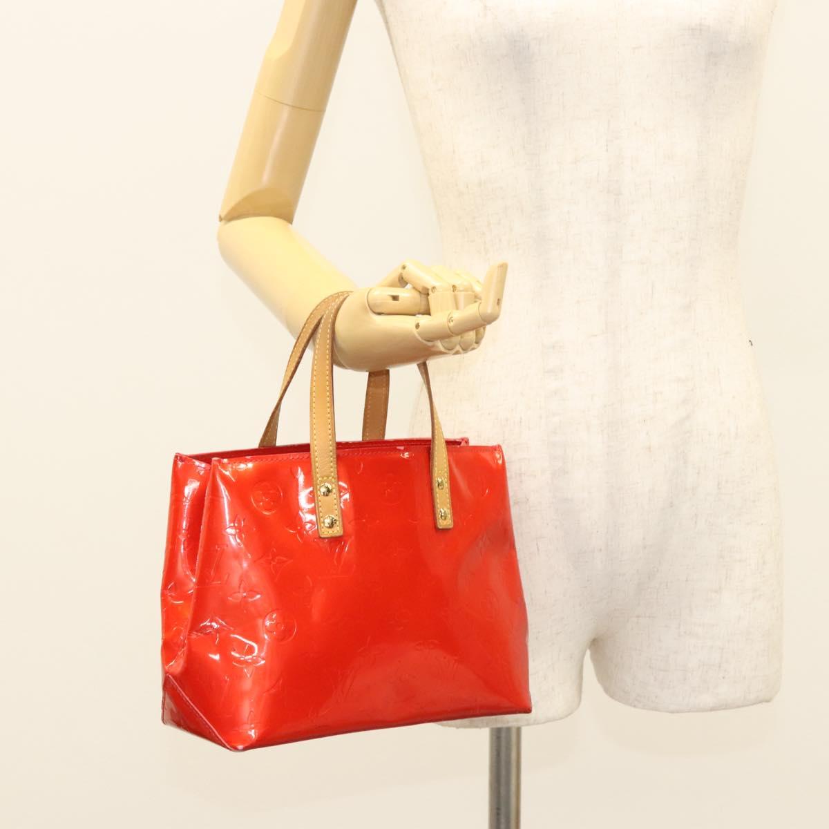 LOUIS VUITTON Monogram Vernis Reade PM Hand Bag Red Rouge M91088 LV Auth 120648