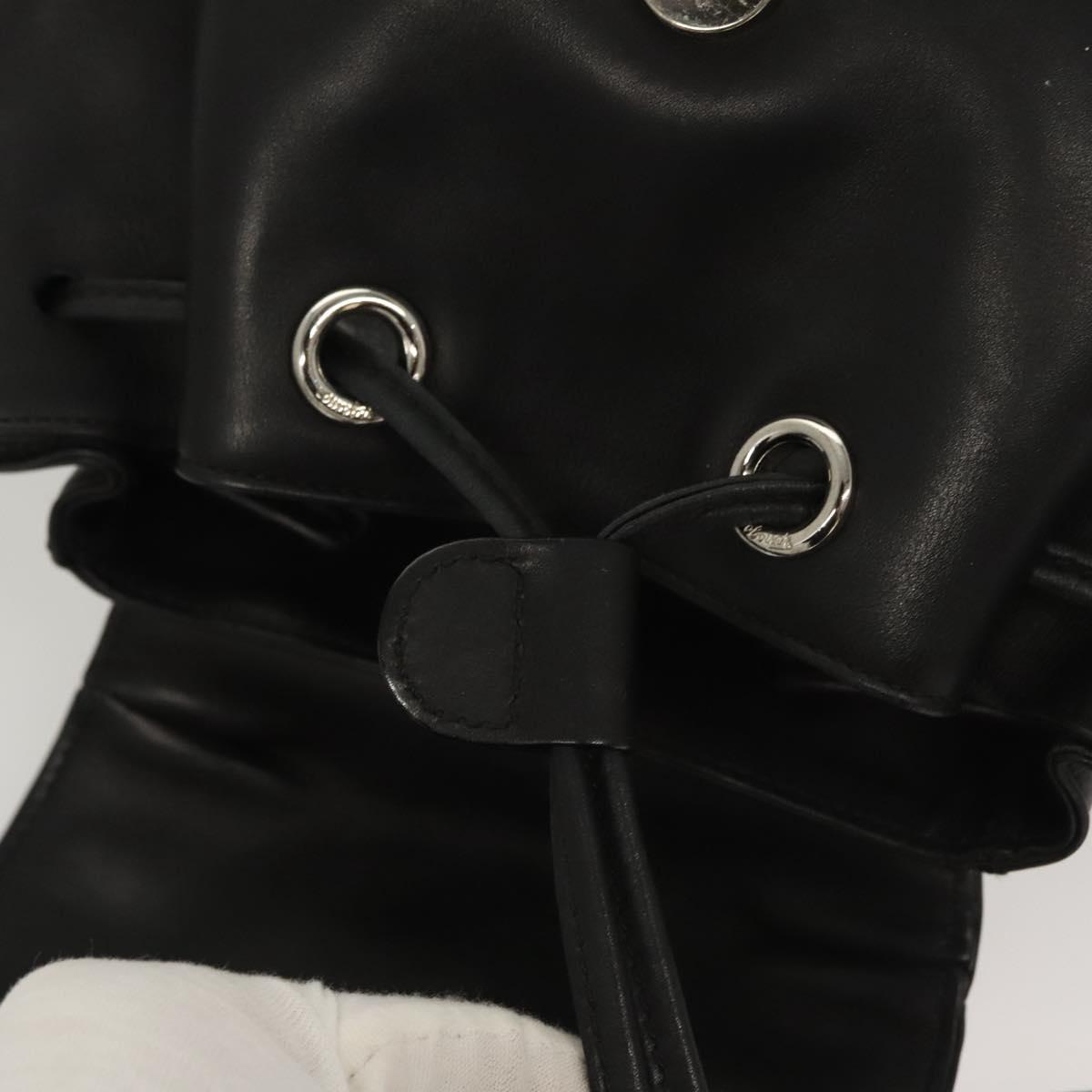 Salvatore Ferragamo Gancini Backpack Leather Black Silver Auth 120651