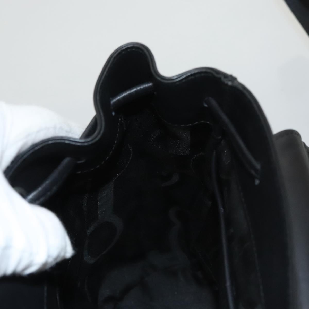 Salvatore Ferragamo Gancini Backpack Leather Black Silver Auth 120651