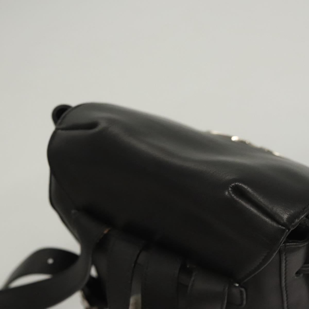 Salvatore Ferragamo Gancini Backpack Leather Black Silver Auth 120651