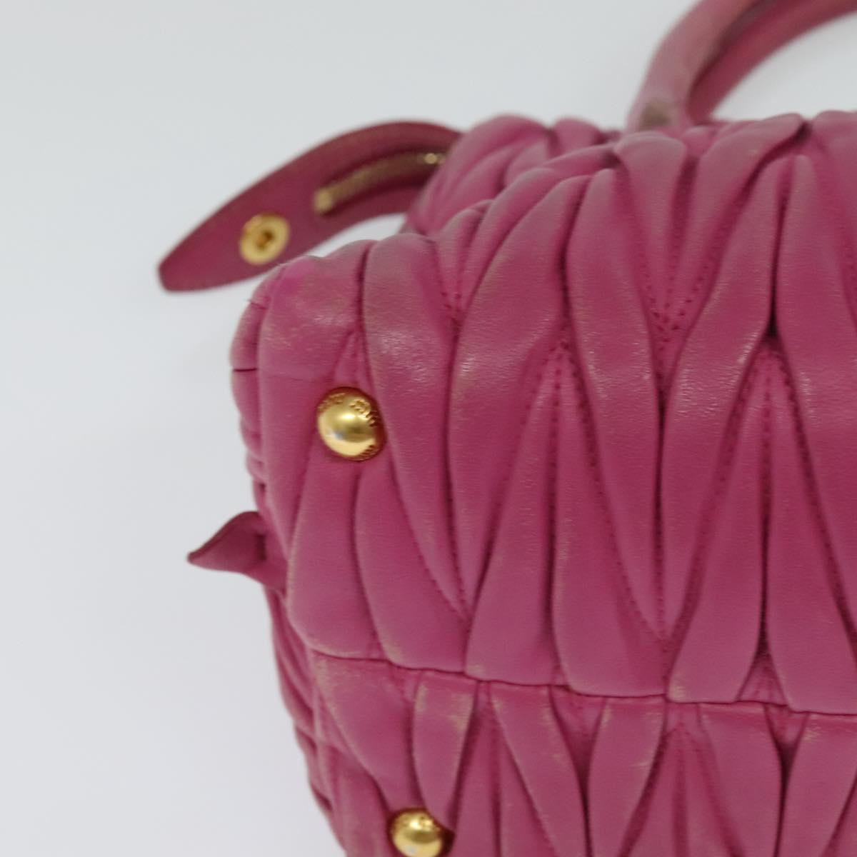 Miu Miu Matelasse Hand Bag Leather 2way Pink Gold Auth 120662