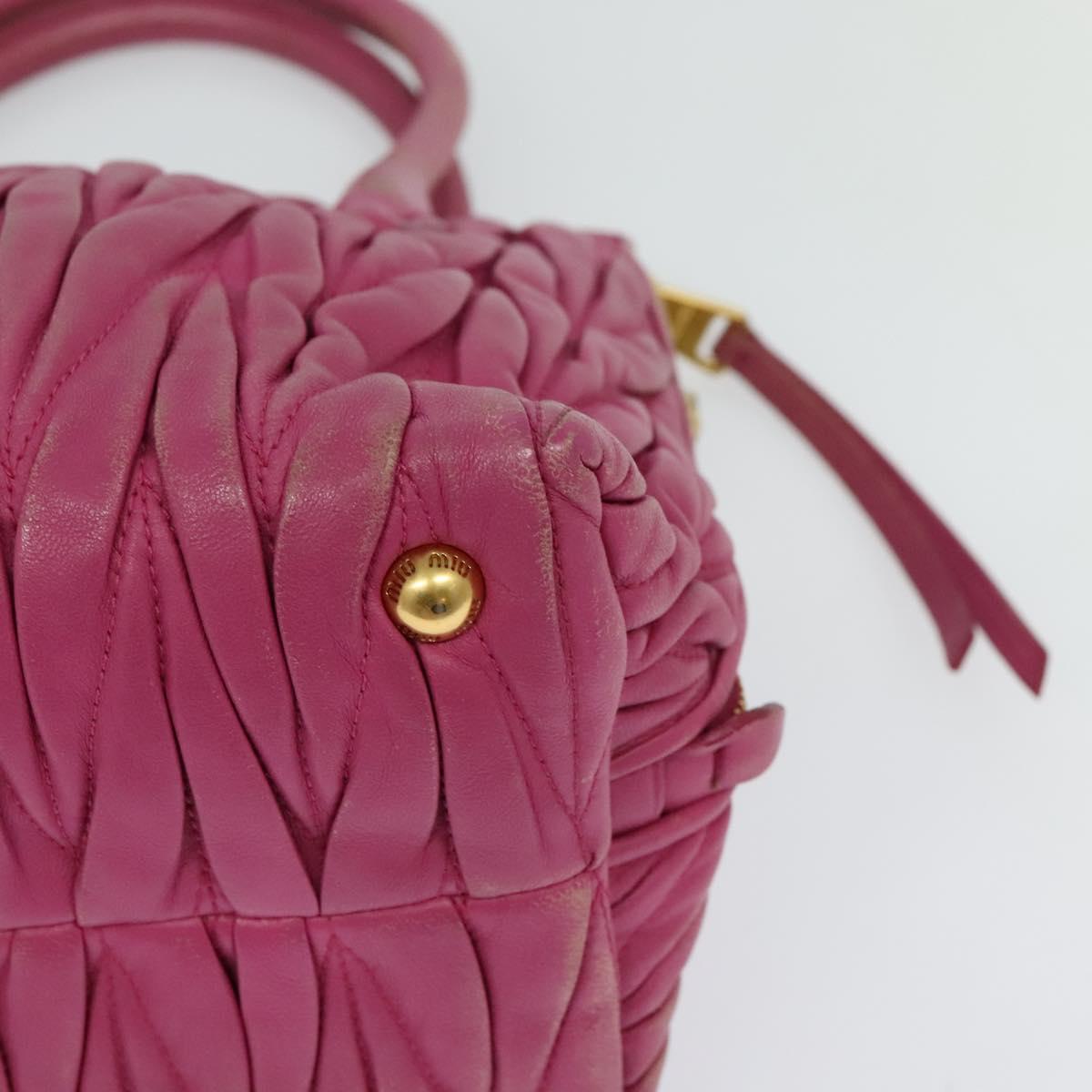 Miu Miu Matelasse Hand Bag Leather 2way Pink Gold Auth 120662