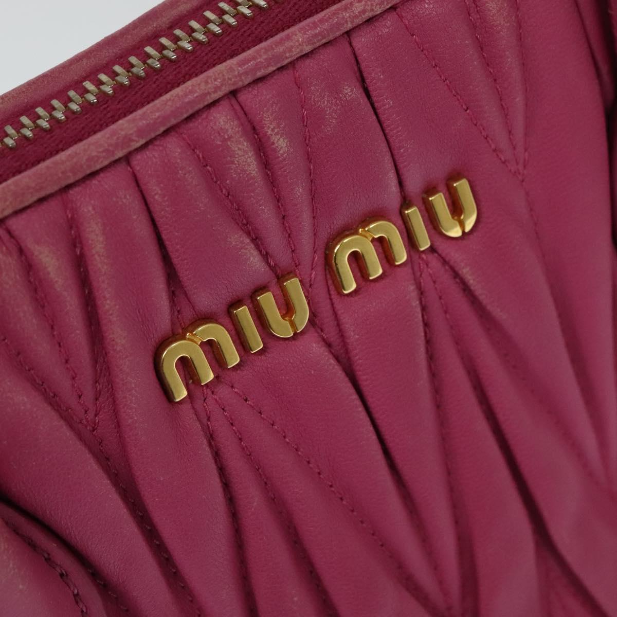 Miu Miu Matelasse Hand Bag Leather 2way Pink Gold Auth 120662