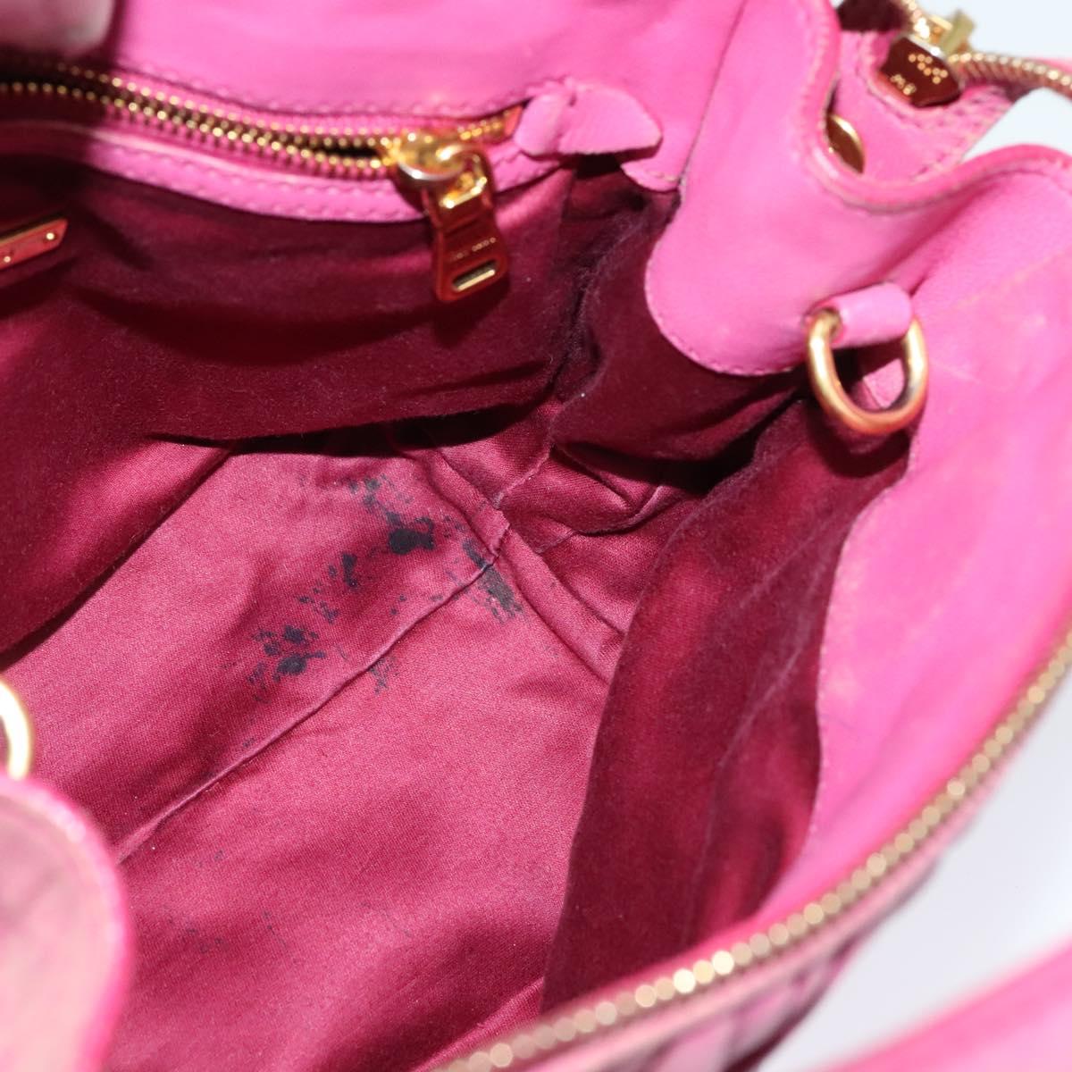 Miu Miu Matelasse Hand Bag Leather 2way Pink Gold Auth 120662