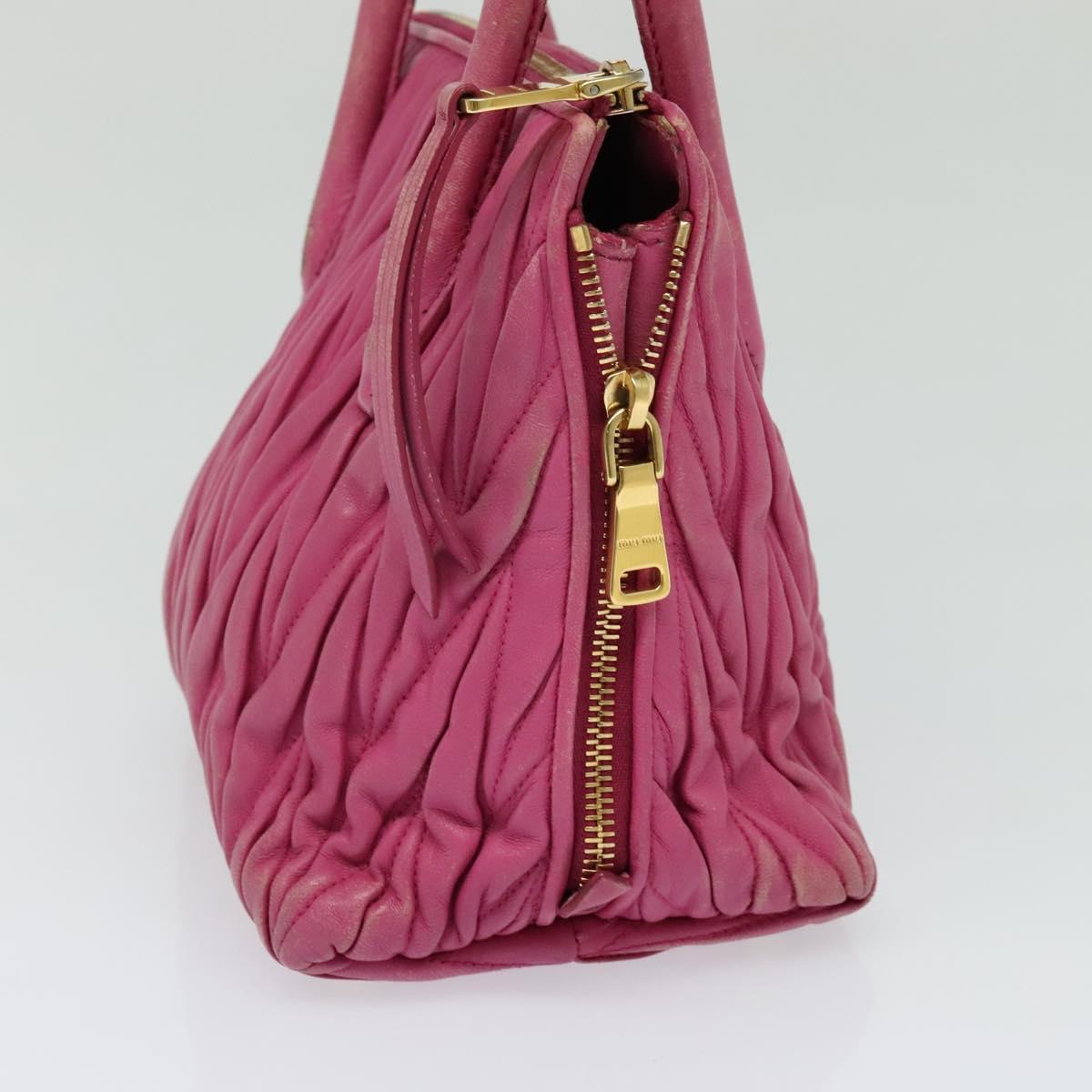 Miu Miu Matelasse Hand Bag Leather 2way Pink Gold Auth 120662