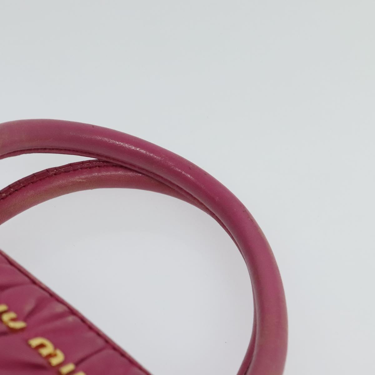 Miu Miu Matelasse Hand Bag Leather 2way Pink Gold Auth 120662