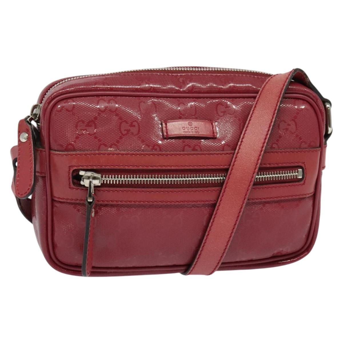 GUCCI GG Implementation Shoulder Bag PVC Red Silver 201447 Auth 120664