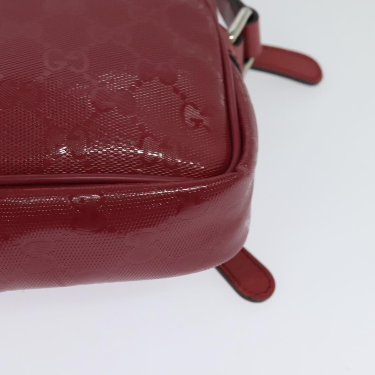 GUCCI GG Implementation Shoulder Bag PVC Red Silver 201447 Auth 120664