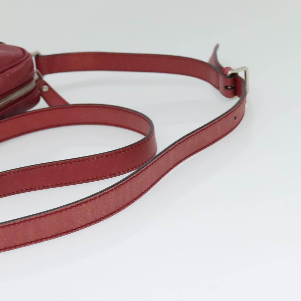 GUCCI GG Implementation Shoulder Bag PVC Red Silver 201447 Auth 120664