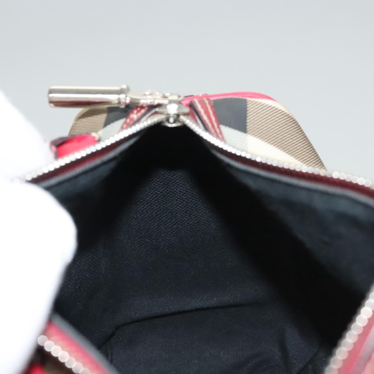 BURBERRY Nova Check Hand Bag PVC Beige Silver Auth 120678