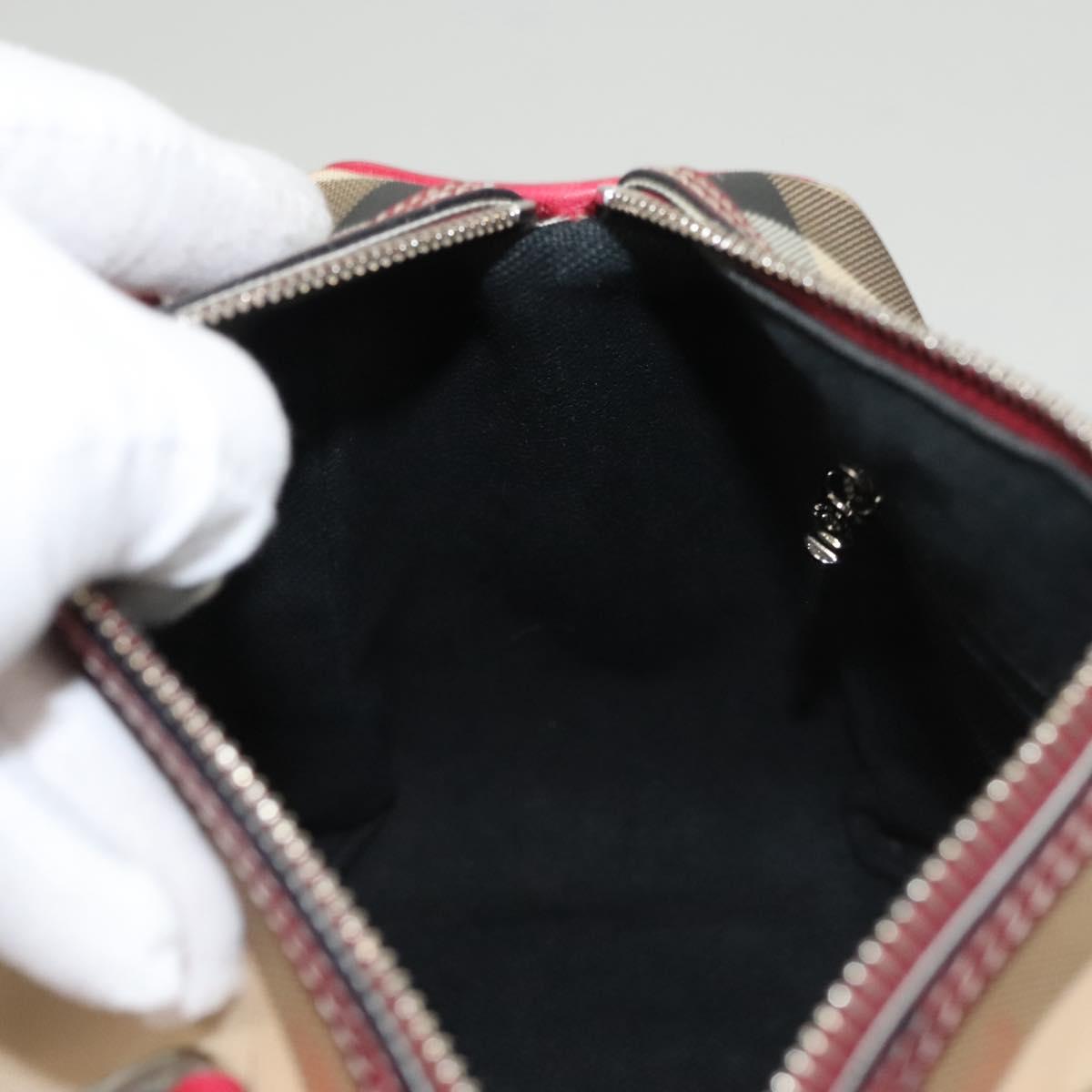 BURBERRY Nova Check Hand Bag PVC Beige Silver Auth 120678