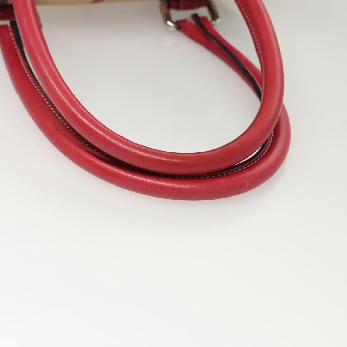 BURBERRY Nova Check Hand Bag PVC Beige Silver Auth 120678