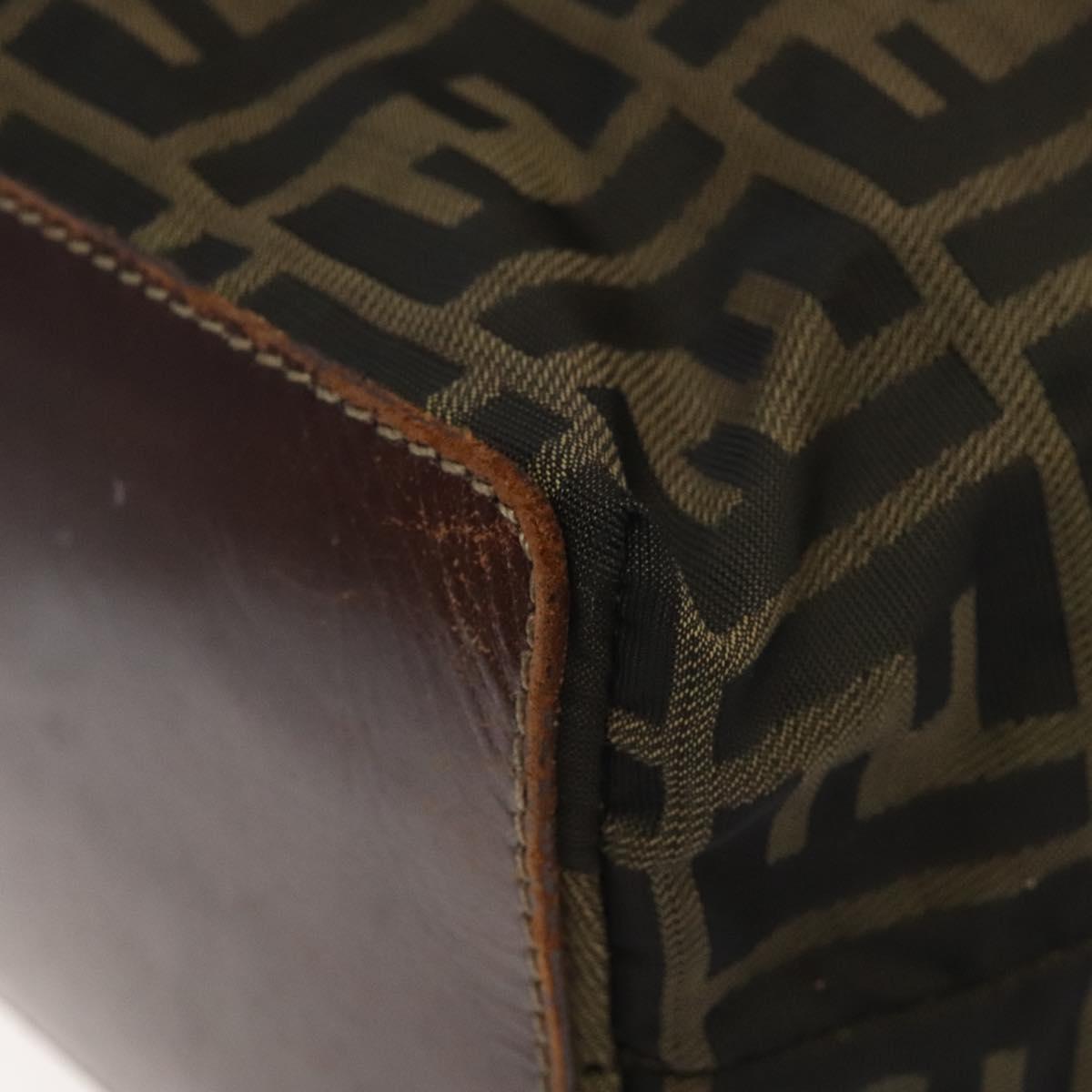 FENDI Zucca Canvas Tote Bag Black Brown Auth 120680