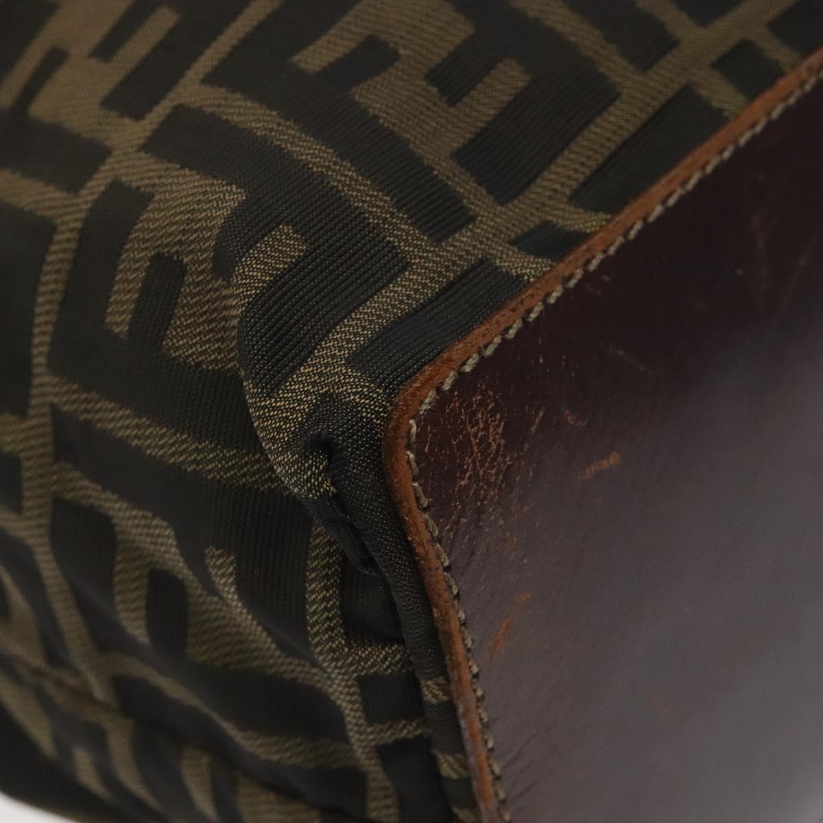 FENDI Zucca Canvas Tote Bag Black Brown Auth 120680