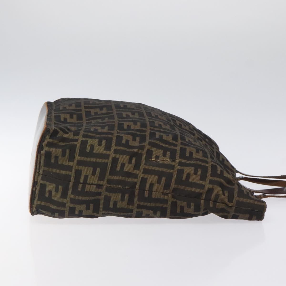 FENDI Zucca Canvas Tote Bag Black Brown Auth 120680