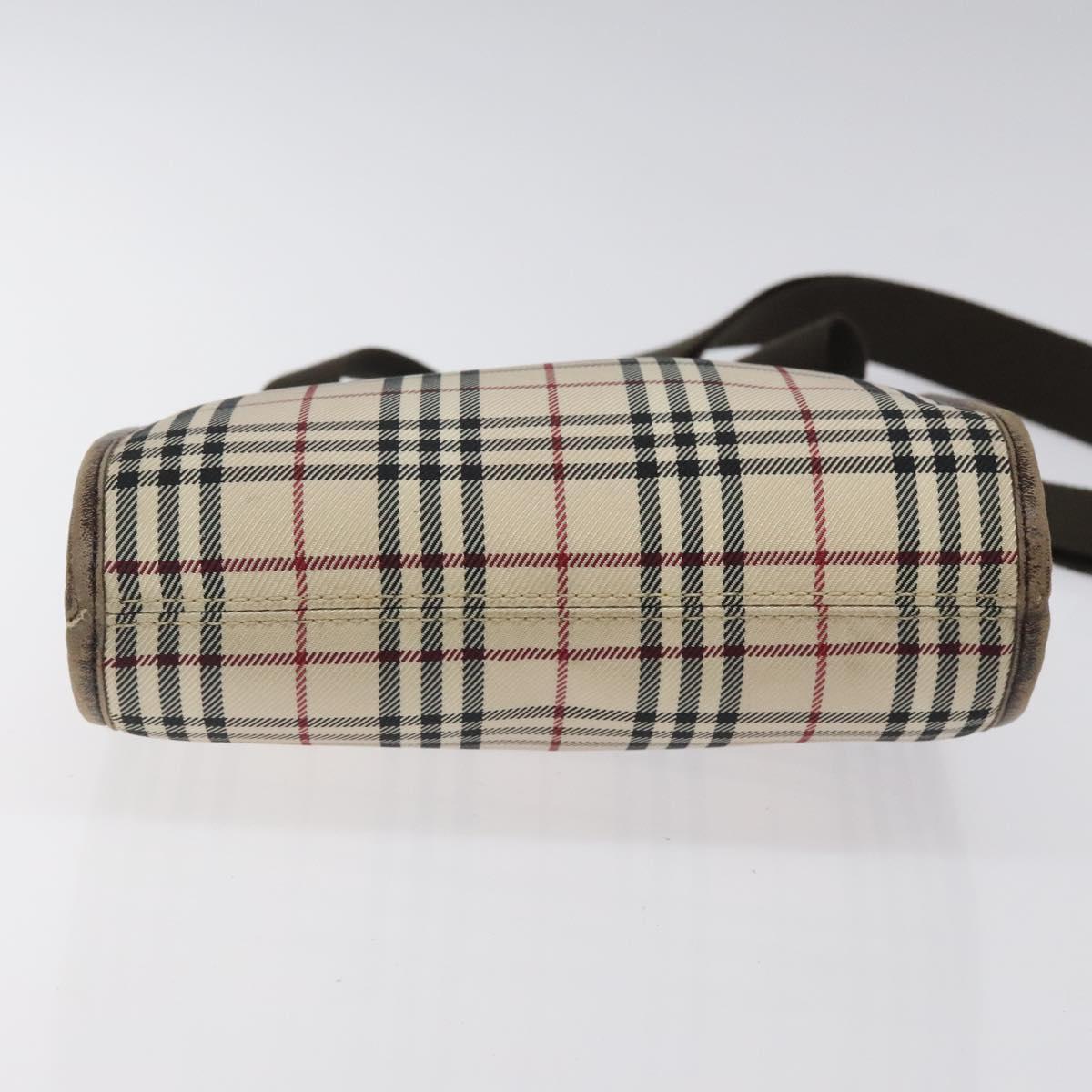 BURBERRY Nova Check Shoulder Bag Beige Silver Auth 120704
