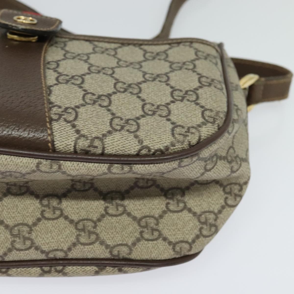 GUCCI GG Supreme Web Sherry Line Bag PVC Beige Gold 001 58 6177 Auth 120727