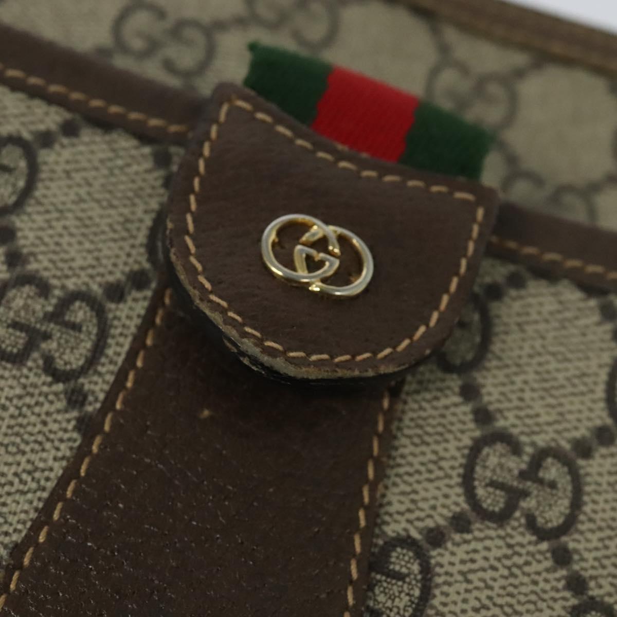 GUCCI GG Supreme Web Sherry Line Bag PVC Beige Gold 001 58 6177 Auth 120727
